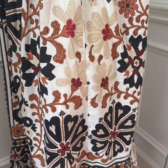 Farm Rio Flower Fan Tapestry Off-White Midi Dress S - Picture 6 of 9